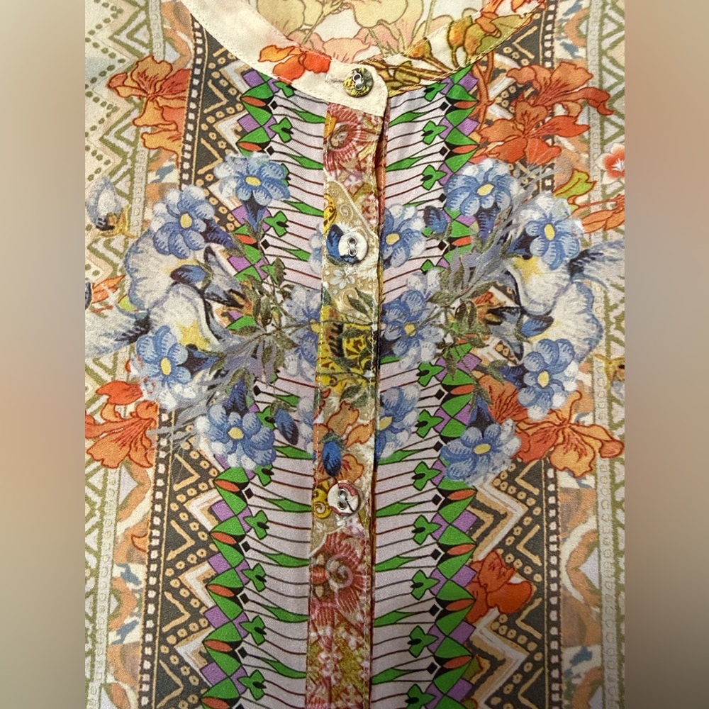 Johnny Was 100% Silk Button Down Tunic- S - Picture 4 of 9